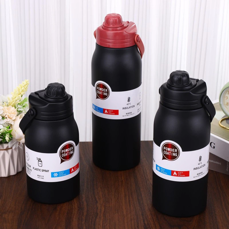 Insulated Water Bottle With Straw And Dual-use Lid Water Jug Vacuum Stainless Steel Bottle