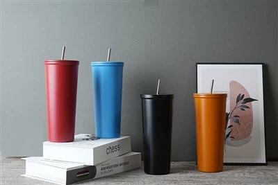Stainless Steel Coffee Cup With Straw And Lid Insulated Coffee Tumbler