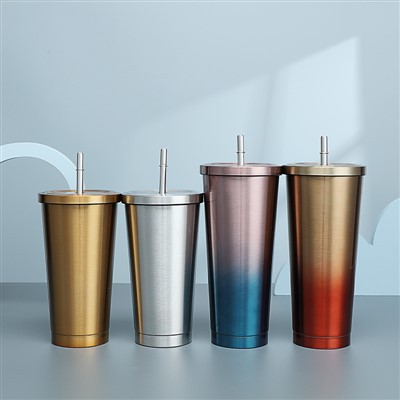 Vacuum Insulated Stainless Steel Straw Tumbler Coffee Travel Mug